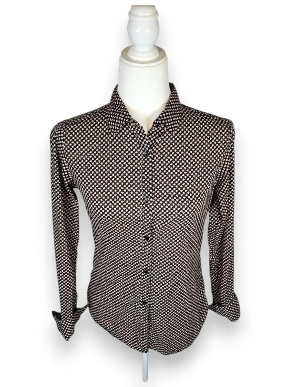 Uniqlo Orla Kiely Black Pink Floral Cotton  Button Up Collared Shirt Size Small
